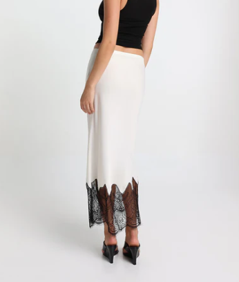 White satin maxi skirt